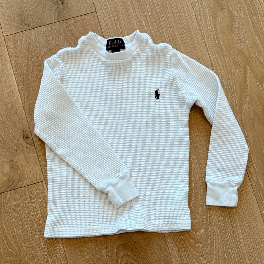 Polo by Ralph Lauren Toddler Boys White Waffle Knit Sweater Tee Size 4T